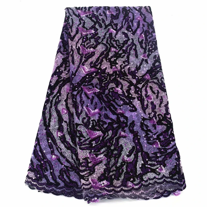 

Top Quality Velet Lace Embroidered Net Lace With Sequins African Tulle Lace Party Ladies Dress 5 Yards/Lot