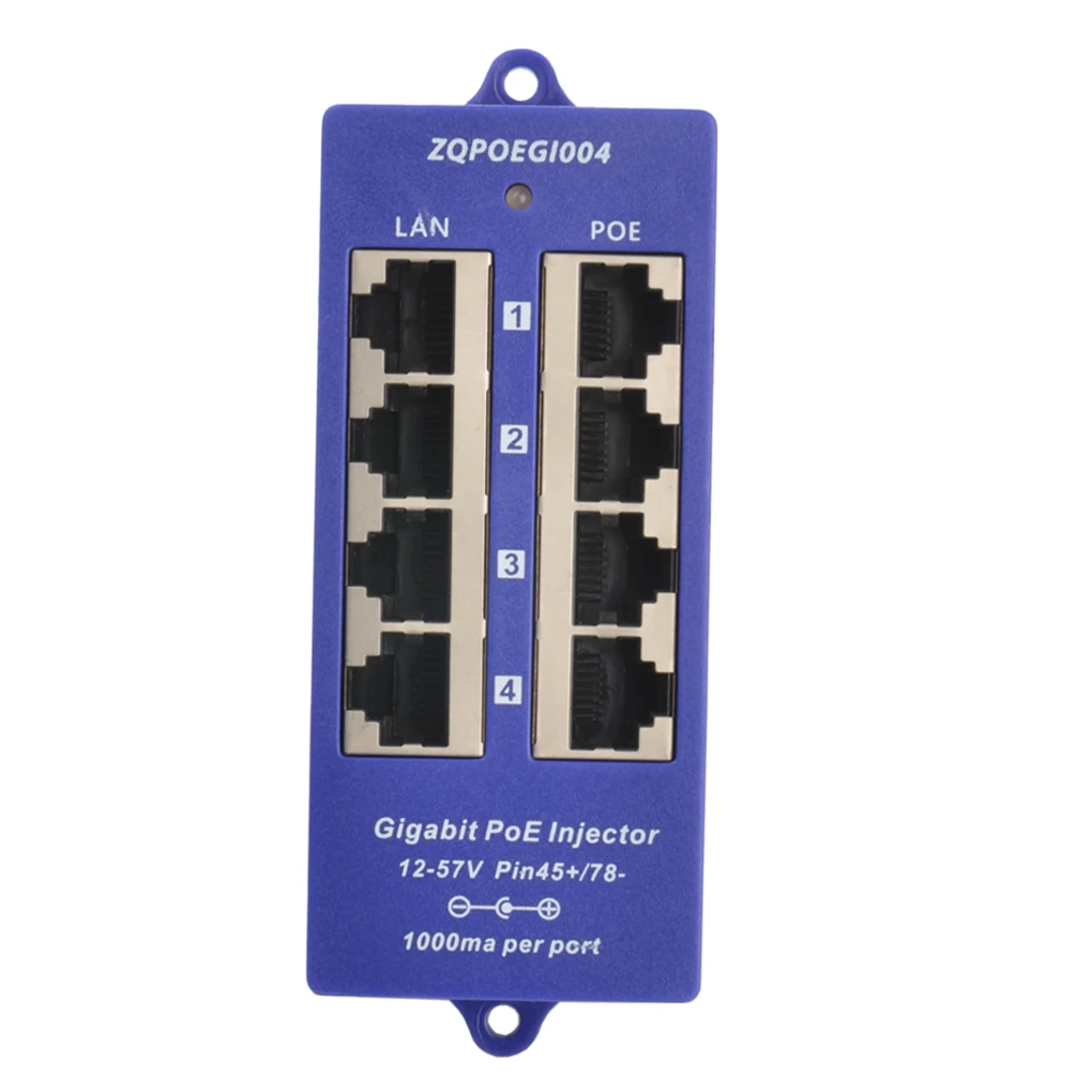 Passive Gigabit PoE Injector ModeB Pin45+/78- 4 Port 1000Mbps Patch Panel 802.3af for MikroTik IP Camera WiFi AP | Безопасность и