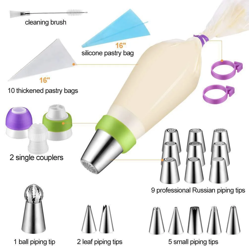 

Russian Piping Tips Set Piping Nozzles Premium Cake Cupcake Decorating Tips Kit With Storage Box Kitchen Accessories Baking Tool