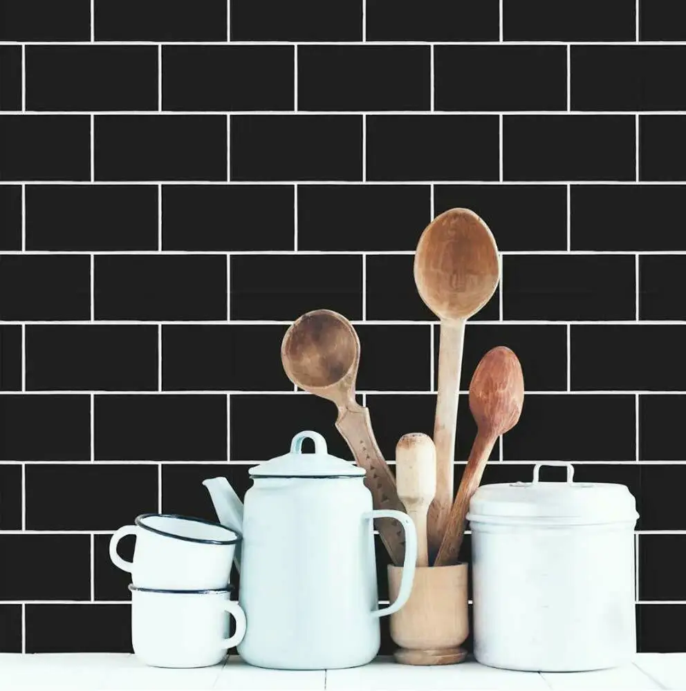 

Self Adhesive Black Brick Wall Sticker Waterproof PVC Wall Sticker Decorative Home Vinyl Stripping Film Living Room Bathroom Rol