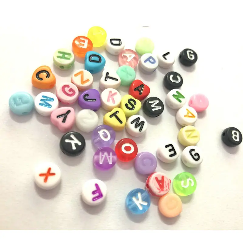 

500pcs Mini Heart Round Alphabet Beads DIY Jewelry Findings Pendant Accessory Charms Handmade Resin Craft Decorations Beads