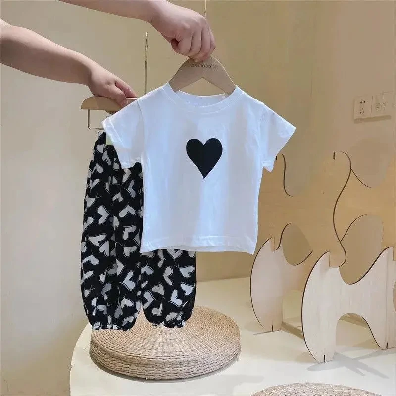 VIDMID Girls short sleeve suit summer children's trousers children's clothes summer clothes sets P6004