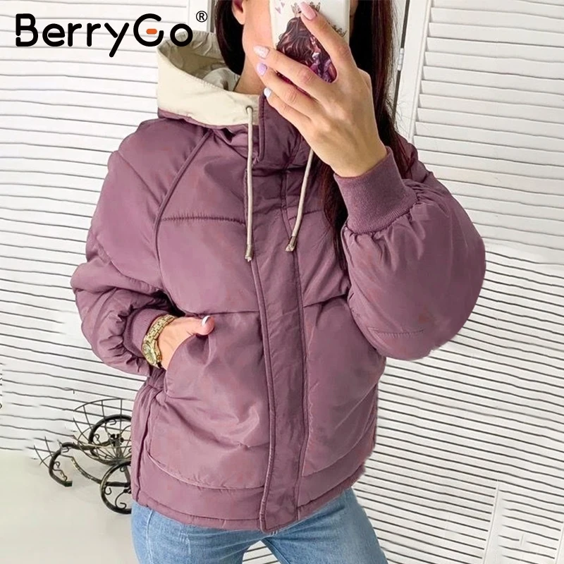 BerryGo модная осенне зимняя женская парка с толстым капюшоном женское теплое
