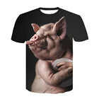Новинка, модная брендовая футболка для мужчин, летняя футболка с 3D рисунком животного, свинья, женская футболка 2021 размера плюс, черные футболки