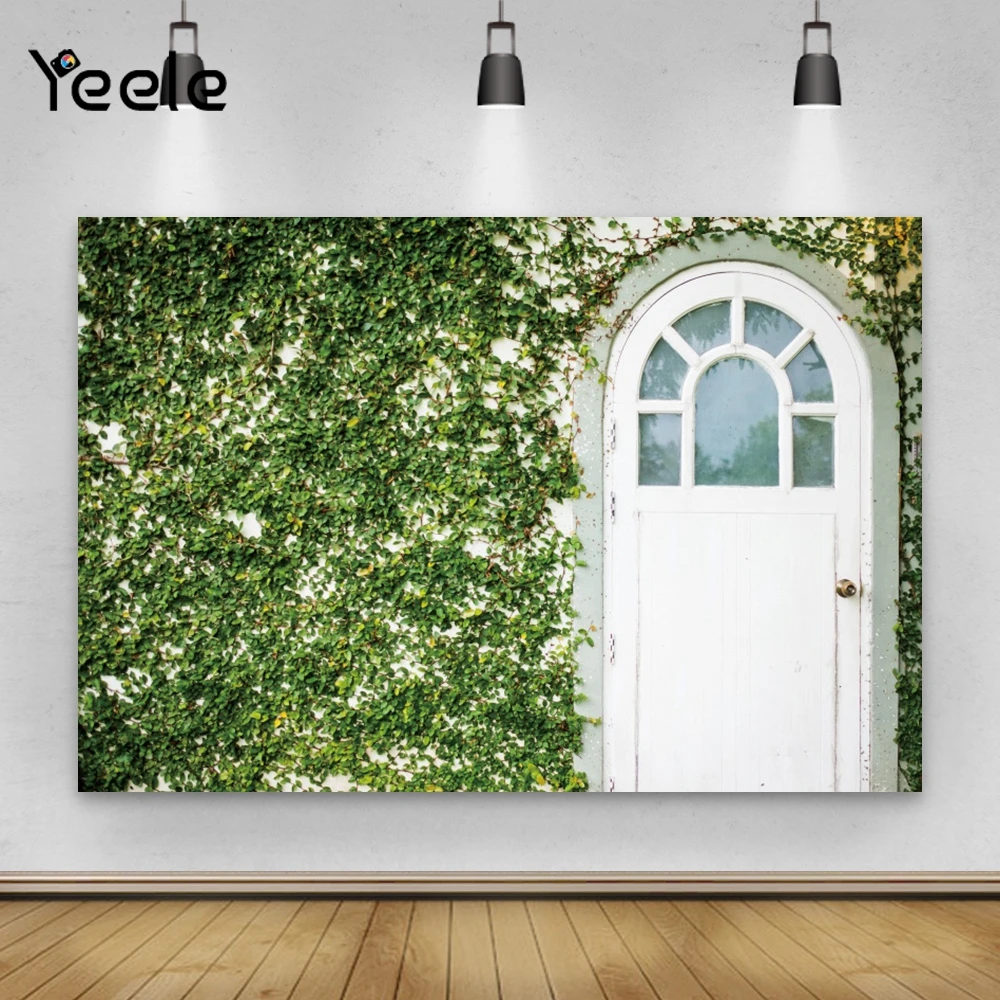 Yeele фон на заказ с белой стеной двери зелеными листьями винил вечерние Декор Фон
