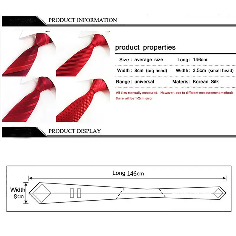 

Jacquared Neckties Classic Striped Neck Tie For Wedding Party Red Striped Ties For Men