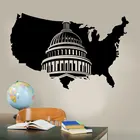 Виниловая наклейка на стену с картой США, США, Вашингтон, капитал, наклейка, домашний декор, гостиная, спальня, офис, обои, Фреска S146
