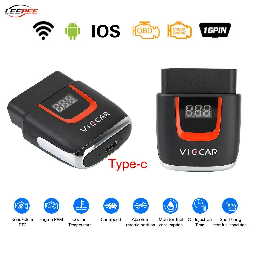 Wi-Fi Цифровой Автомобильный сканер OBD2 ELM327 считыватель кодов двигателя