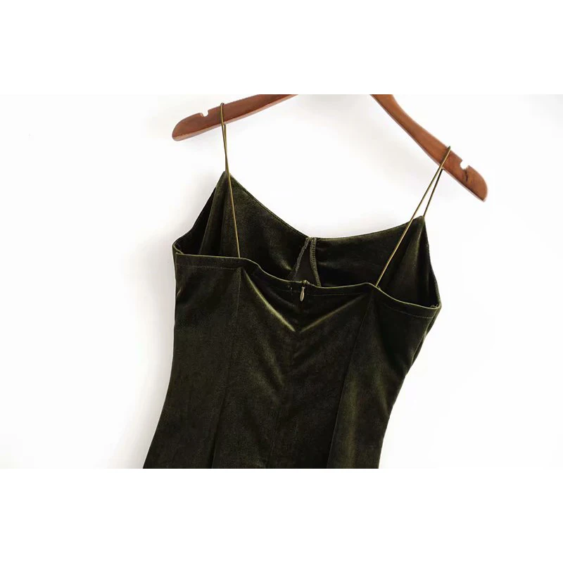 Женское винтажное сексуальное вельветовое платье на бретельках 2019 модные