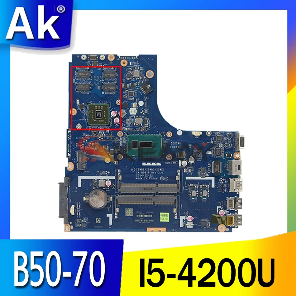 

Genuine LA-B091P for Lenovo Ideapad B50-70 Laptop Motherboard FRU:5B20G06294 SR170 I5-4200U DDR3L 2GB Fully Tested High quality