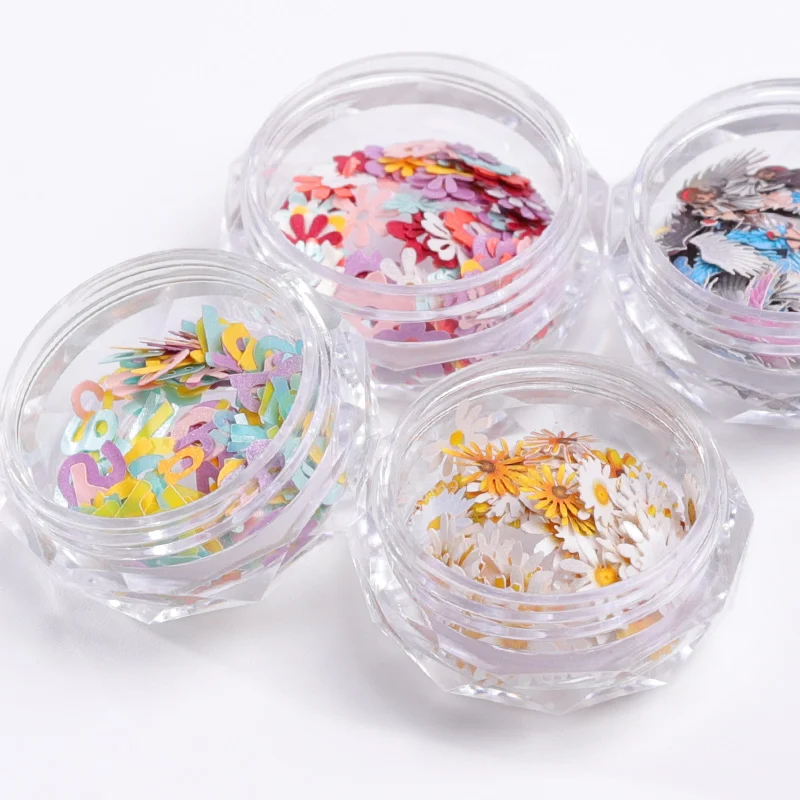 Микс Звезда Русалка Маргаритка цветок лист письмо блестки Красочные Блестки для