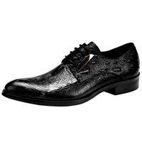 cow leather mens formal business leather dress shoes lace up pointed toe office wedding leather shoes