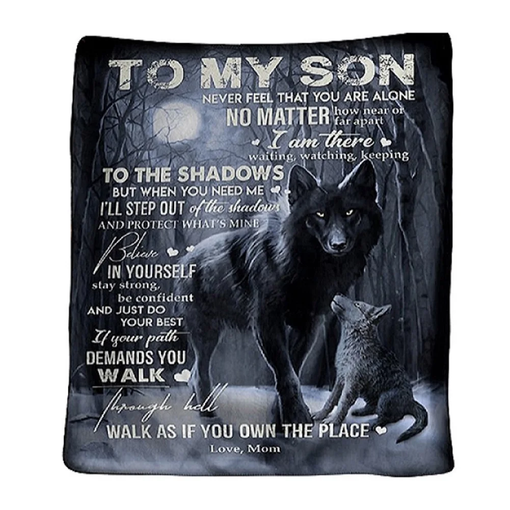 

Reversible Flannel To My Daughter/Son Letter Warm Winter Bedspread Sofa Blanket on Bed Home Textiles Blanket Best Gift