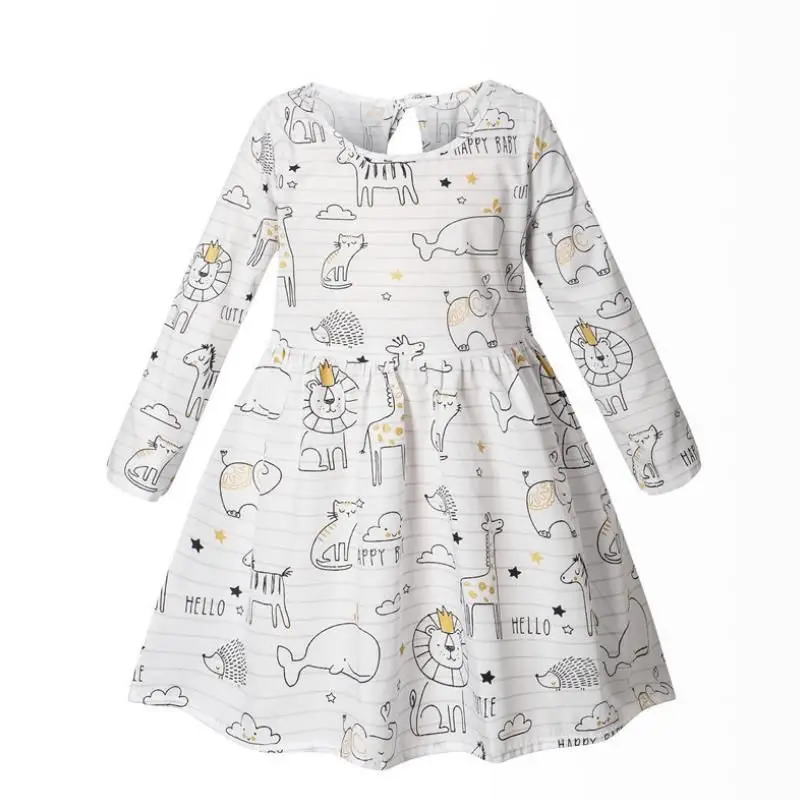 Коллекция 2021 года весенне-осенние платья с принтом для девочек Хлопковое платье