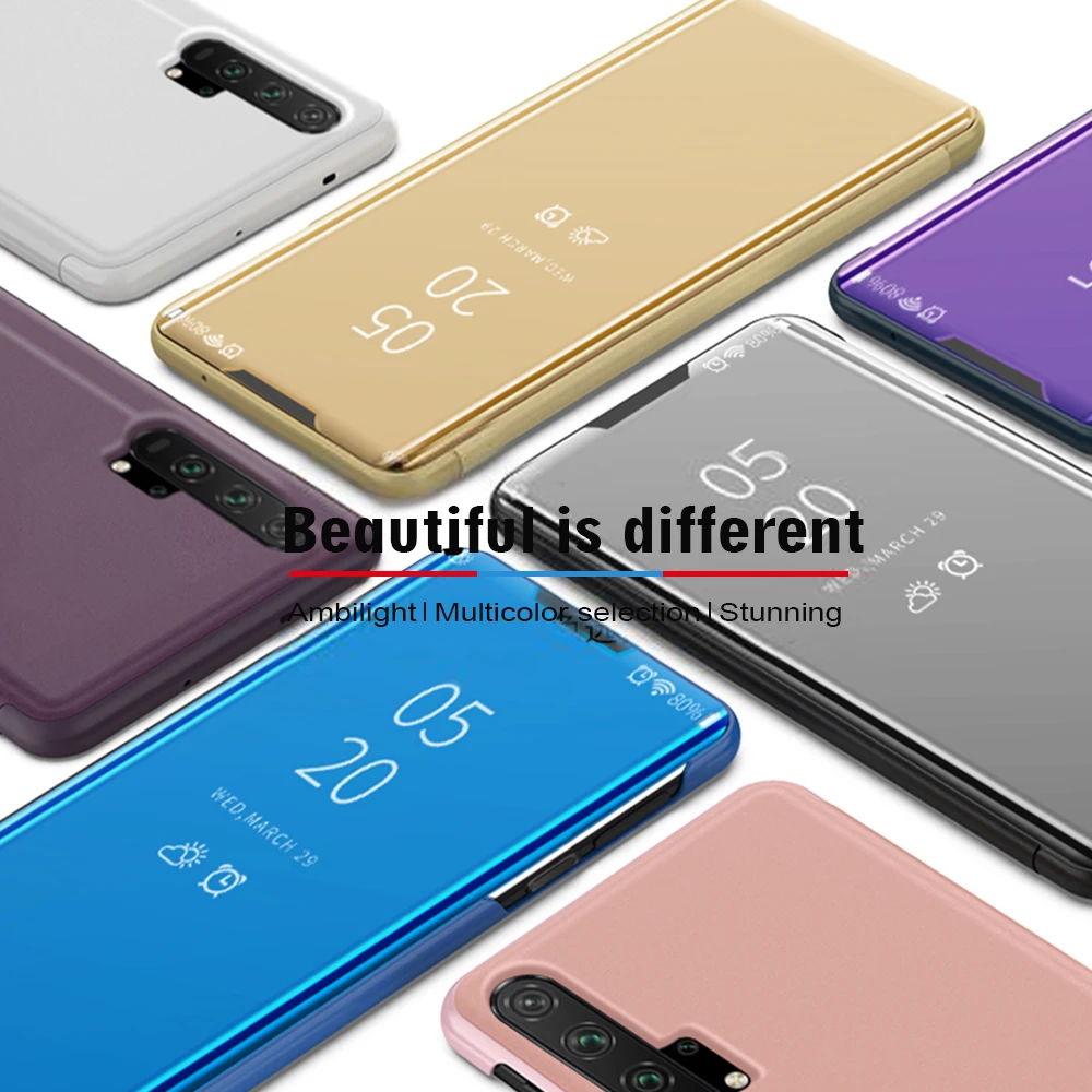 Роскошный зеркальный чехол для телефона huawei P20 P30 mate 20 Lite Pro 20X P умный флип-чехол