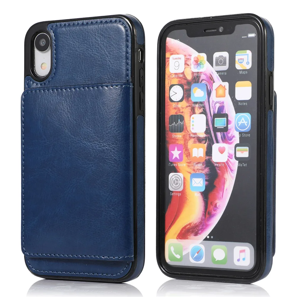 Чехол для Iphone Xr Xs Max 7 8 6 6s X Plus 5 5S Se держатель для кредитных карт кошелек Роскошный кожаный ударопрочный защитный чехол