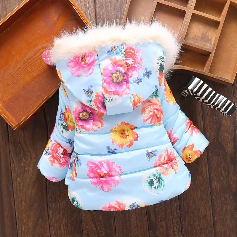 Пуховик для новорожденных девочек хлопковые пальто с принтом куртки
