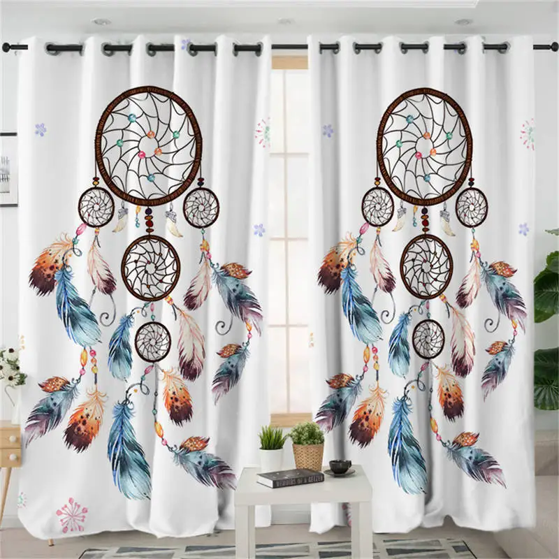Постельные принадлежности Outlet Dreamcatcher Boho занавеска для гостиной s Перья Синий Galaxy занавеска для спальни Белоголовый Орел Оконные Занавески - Цвет: 006 1 Piece