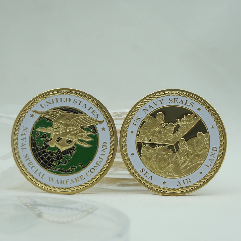 

5PCS Gold Plated Souvenir Coin USA Sea Land Air Of Seal Team Challenge Coins Department Of The Navy Military Coin