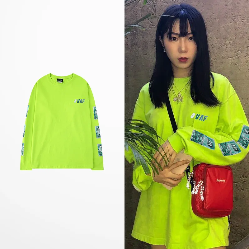 Ss16 футболка для мужчин Корея Винтаж оранжевый Harajuku Письмо большого размера с