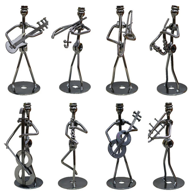 

Musical Instrument Metal Man Model Decoration Creative Retro Home Decor DollBand Figurine Furnishing Crafts Home Office Ornament