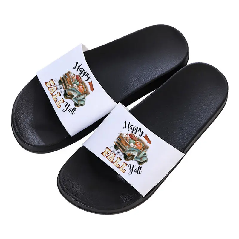 

FALLOWEEN Cute Pumpkin Cartoon Print New Slippers Female Summer Indoor Bedroom Home Shoes Ladies 2021