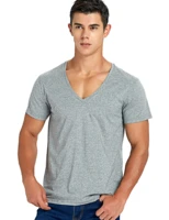 stretch deep v neck t shirt for men low cut vneck vee top tees slim fit short sleeve fashion male tshirt invisible undershirt