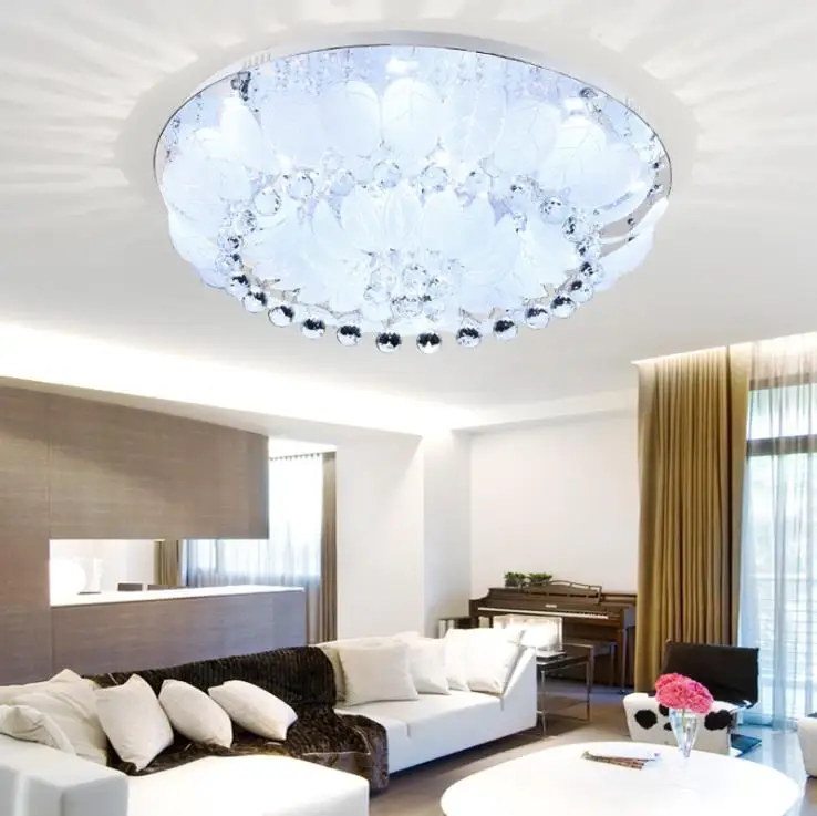 Современная светодиодная Хрустальная потолочная лампа для гостиной круглый