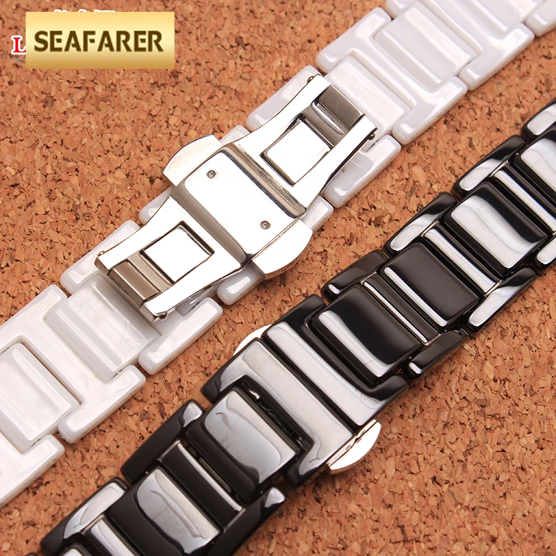 

Luxurious Ceramic Waterproof Straps Fit Geya Watch 16mm 17mm 18mm 19mm 20mm 21mm 22mm Watchband For Lady With Metal Buckle