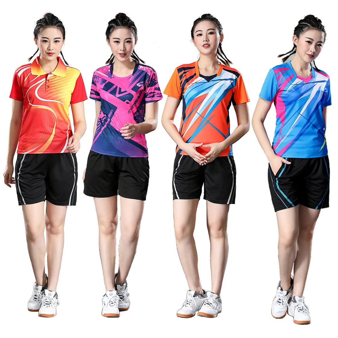 Women's Tennis T-Shirts Skorts , Turn Down Collar Girls Tennis T Shirt, Children Badminton Clothes , Kid Badminton Shirts Skirts