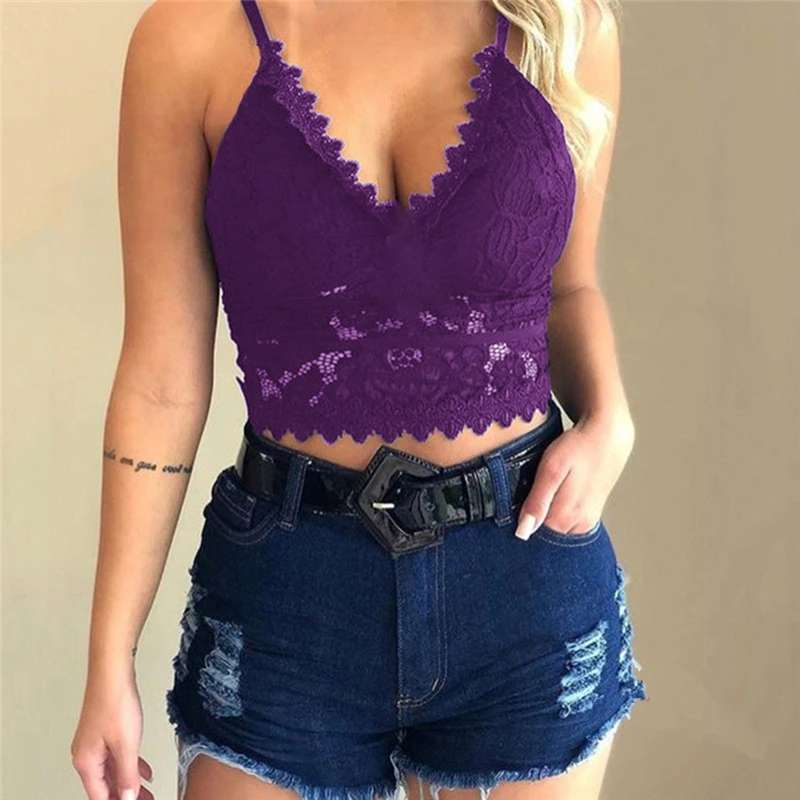 

Women Plus Size Vest Crop Tops Bralette Wireless Lingerie Sexy V-Neck Underwear Tank Top Women Deep V Back Underwear Camisole