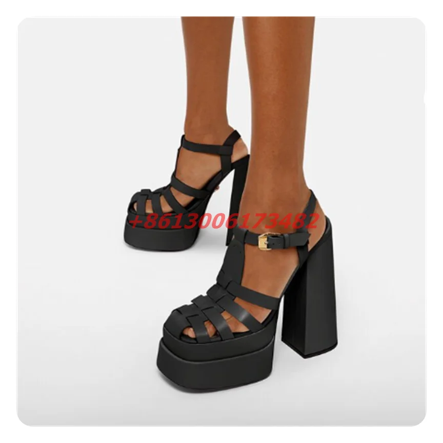 Женские летние сандалии на высокой платформе с закрытым носком и Т-образным