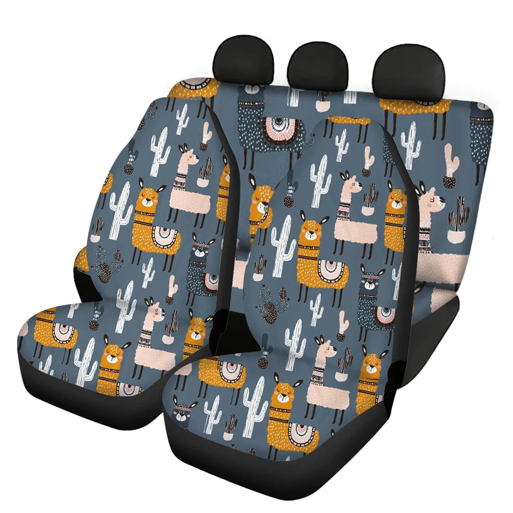 

Fashion Brand Car Seat Cobers Cute Alpaca Print Vehicle Seat Covers Front Seat Waterproof Car Seat Protector Comfortable Set Hot