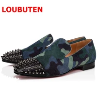 loubuten red bottom loafers for men fashion luxury spikes casual shoes suede dress shoes mens party and prom shoes