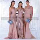 Женское платье подружки невесты, розовое длинное платье-Русалка на одно плечо без рукавов, со стрейчевым узором, платье для выпускного вечера, свадьбы, вечеринки