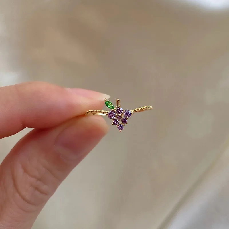 

Stainless Steel Fruit Rings For Woman Pineapple Peach Lemon Cherry Orange Grape Strawberry Finger Rings Trendy Jewelry Accessory