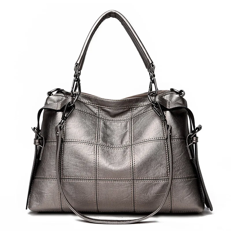 

Fashion Women Shoulder Bag Genuine Leather handbags Ladies Elegant Messenger High Quality Shopping Bag Tote Boston Gray