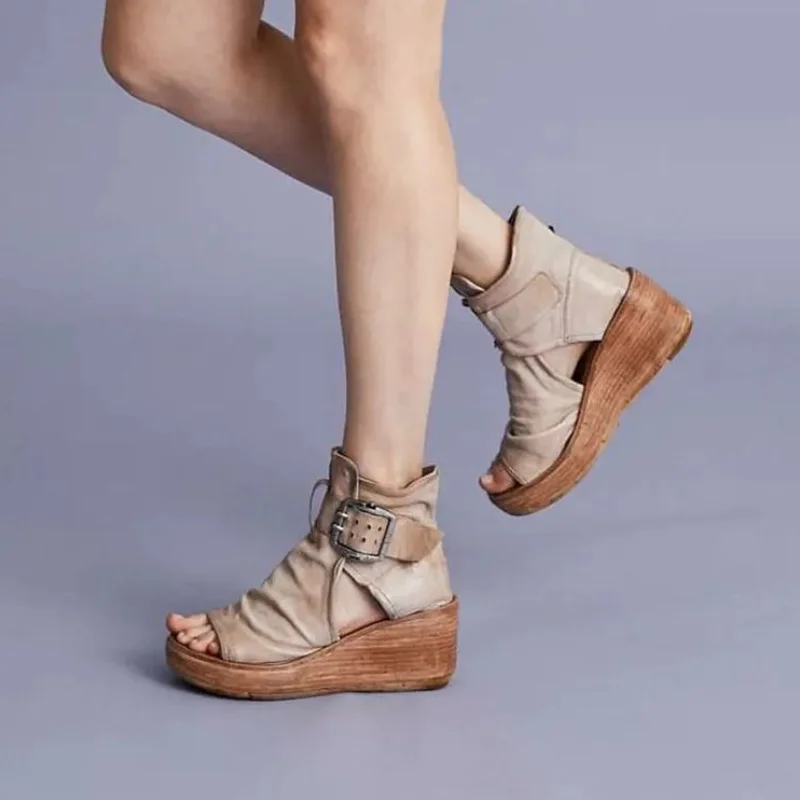 

2021 Summer New Women's Roman Shoes Hollow Fish Mouth Open Toe Slope Heel Sandals Comfortable Leisure Classic Hot Sale 7KG245