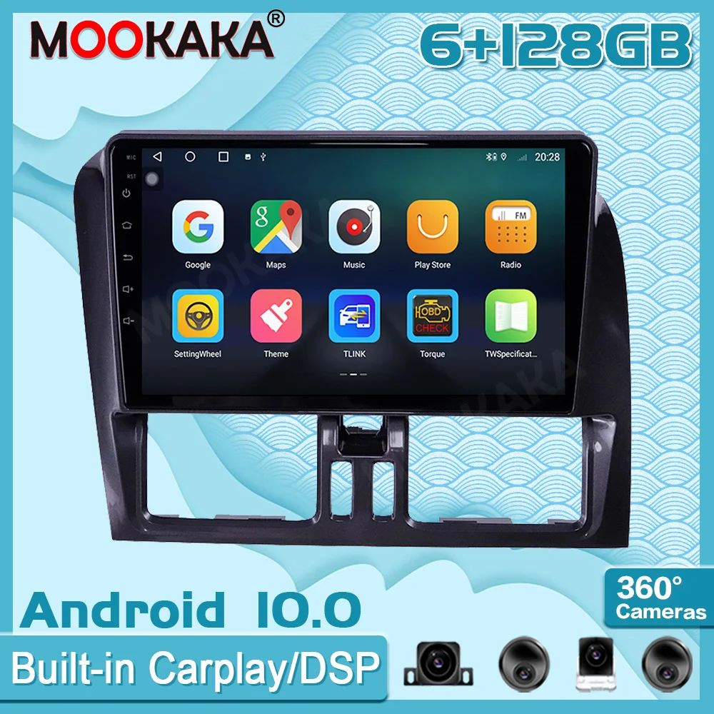 저렴한 안드로이드 10 무선 카플레이, 볼보 XC60 2009-2012 용 자동 서라운드 뷰 카메라 자동차 멀티미디어 플레이어 스테레오 라디오 GPS 네비게이션