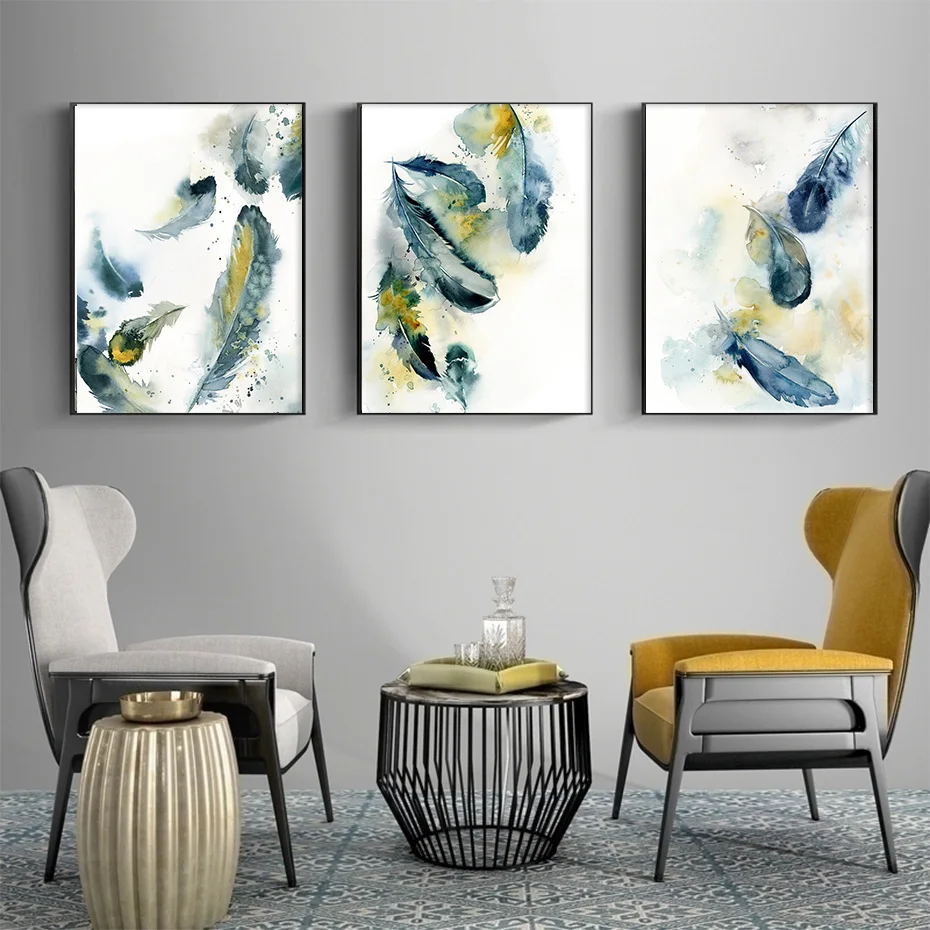 Красивая картина с перьями Современная Картина на холсте Бесплатная и чистая