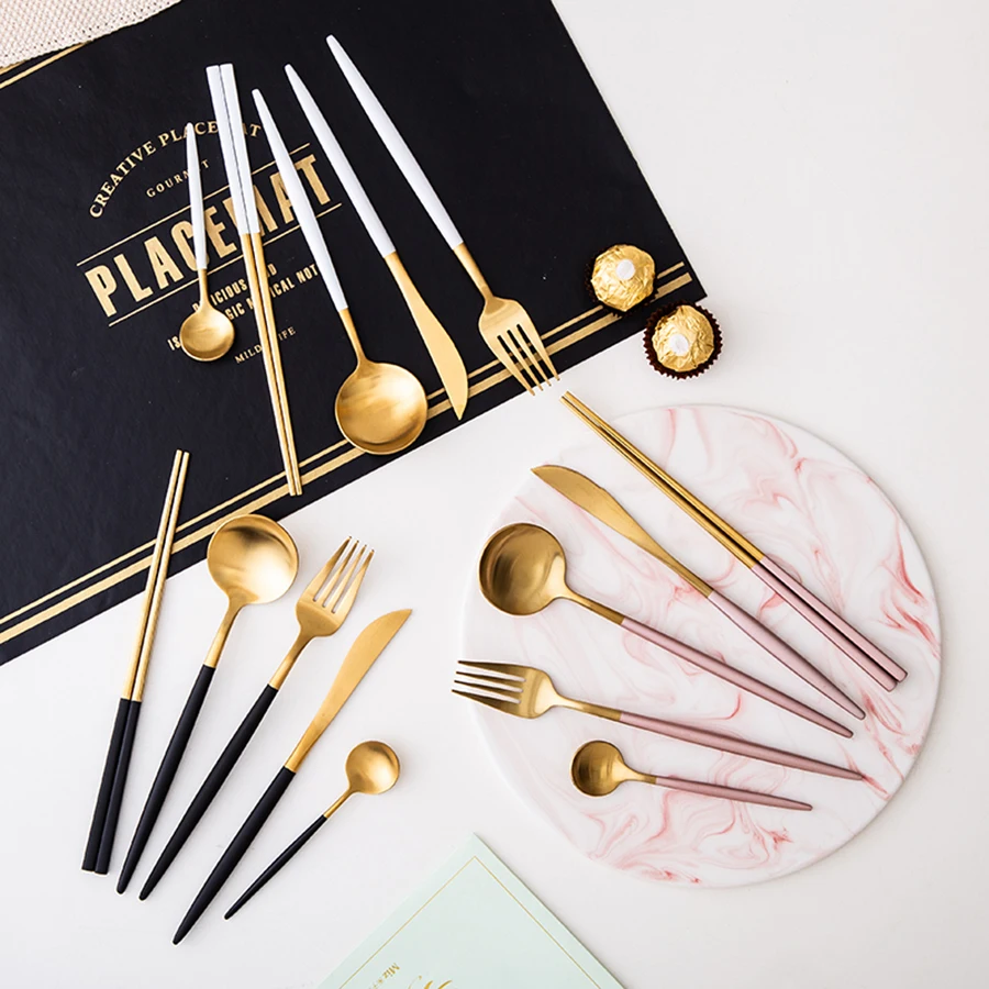 Столовая ложка столовые приборы из нержавеющей стали розовое золото кухонная