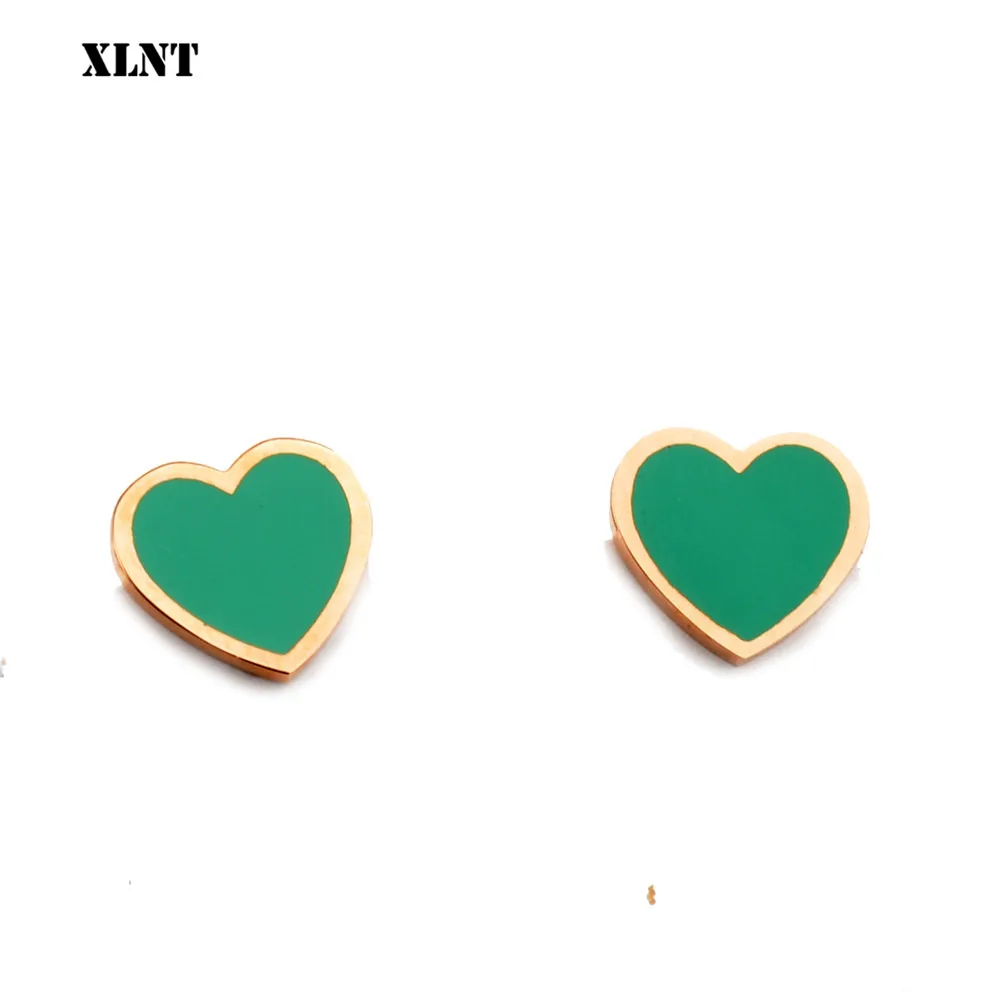 XLNT личные зеленые эмалевые серьги в форме сердца для женщин 2019 новые ювелирные