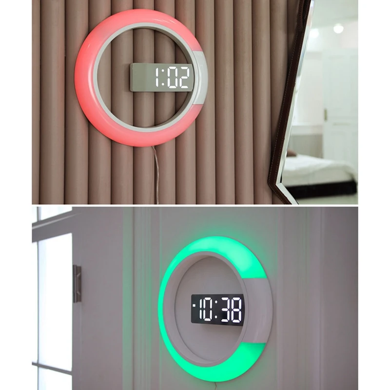 

3D LED Digital Table Clock Alarm Mirror Hollow Wall Clock Modern Design Nightlight for Home Living Room Decorations