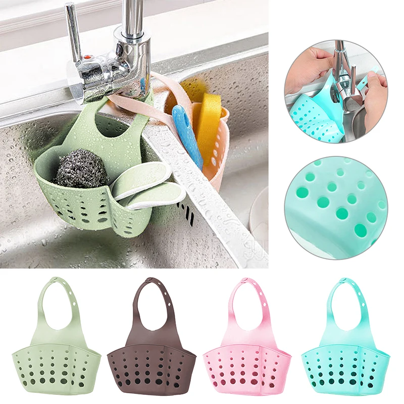

Double-Layer Hanging Basket Rag Brush Sundries Drain Bag Rack Sink Water Drain Storage Bag Adjustable Bathroom Kitchen Organizer