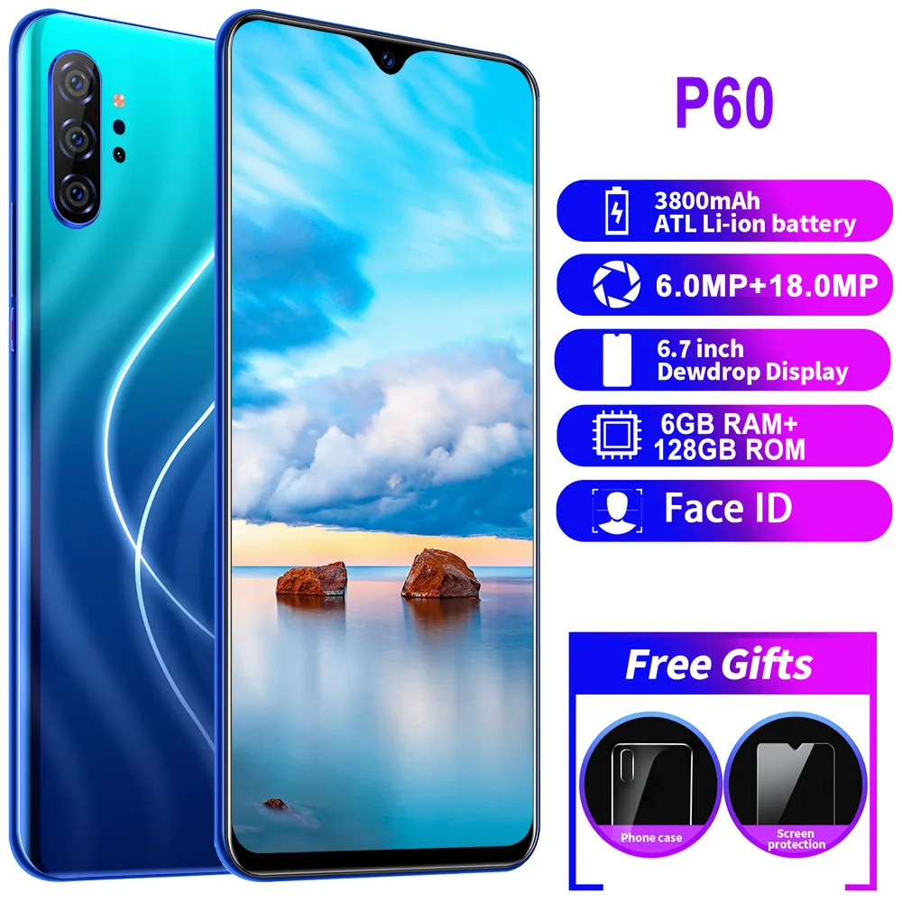 Смартфон P60 3G MTK6595 6 7 дюймовый HD мобильный телефон 720*1560 разблокированный смартфон