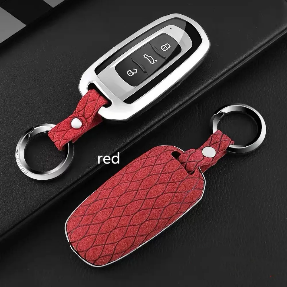 

Car Key Shell Key Case Cover Genuine Leather+Galvanized Alloy for Geely Atlas Boyue NL3 EX7 Emgrand X7 EmgrarandX7 SUV GT GC9