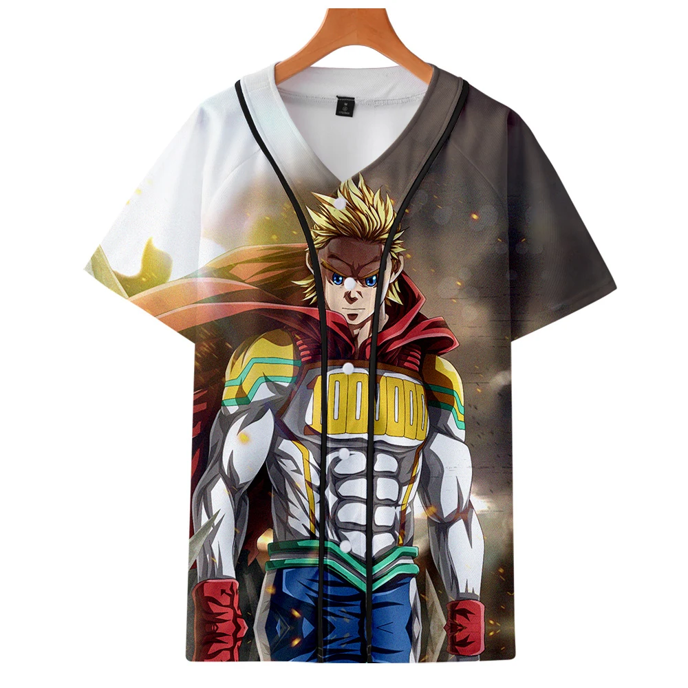 

Модная весенне-летняя тонкая бейсбольная униформа для мужчин и женщин с 3D принтом My Hero академия, модная детская рубашка с коротким рукавом