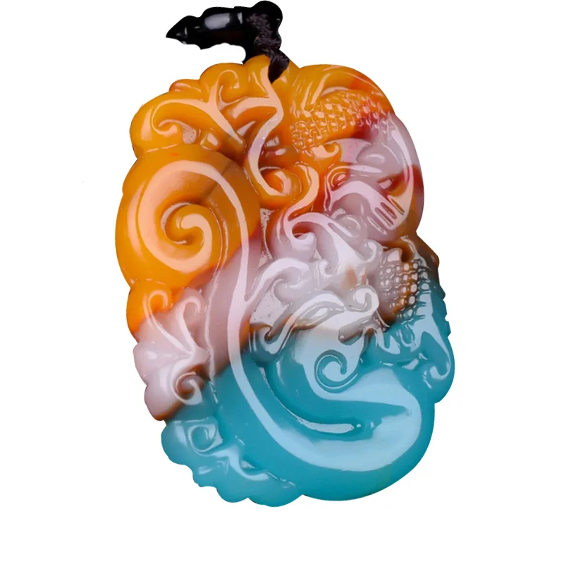 

Women Necklace Pendant Natural Bloodstone Colorful Phoenix Pendant Free Chain Gift for Female Fashion Jewelry