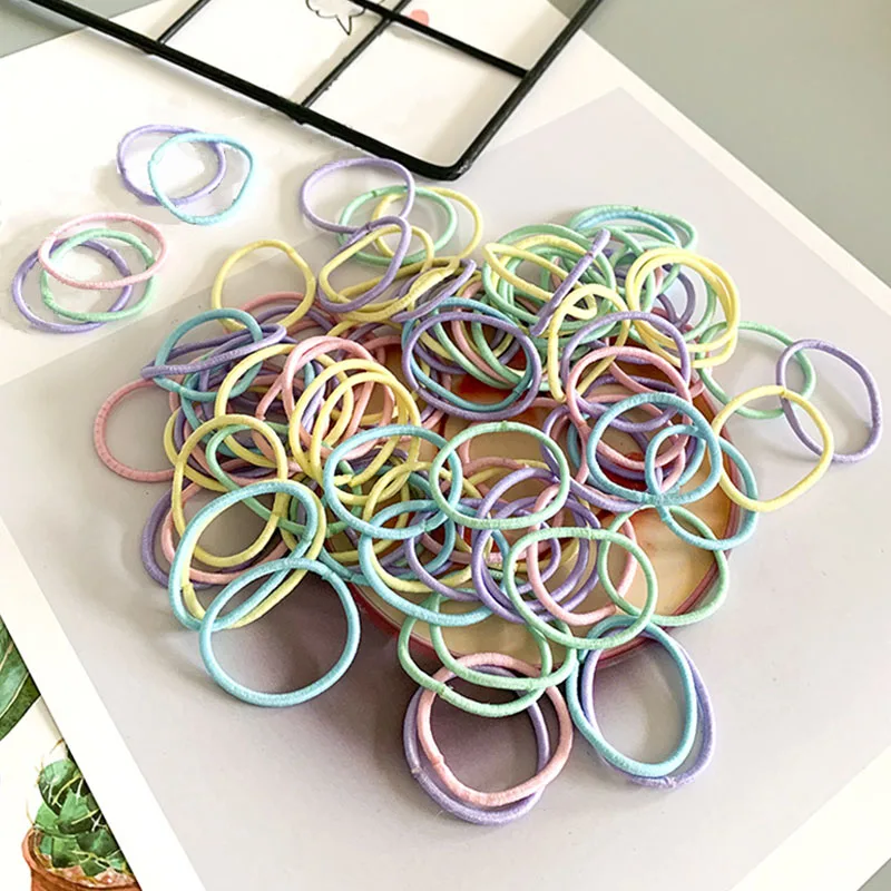 100 шт./компл. женские Украшения для волос детская цветная Резиновая лента девочек