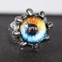 personality silver plated dragon eye ring gothic punk open finger ring motorcycle party biker jewelry men women wedding ring